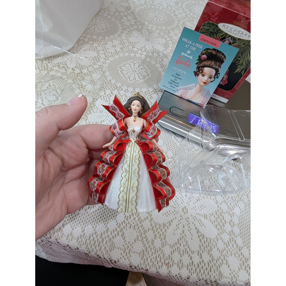 Hallmark Holiday Barbie Ornament 1997 Red White Gold Gown Collector Series